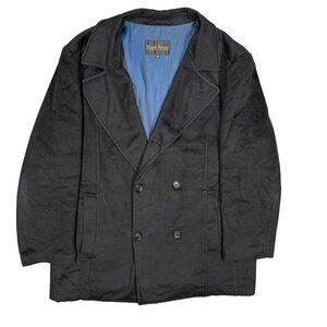 Harry Rosen Loro Piana Coat Superfine Wool Double Breasted Black 46R XXL